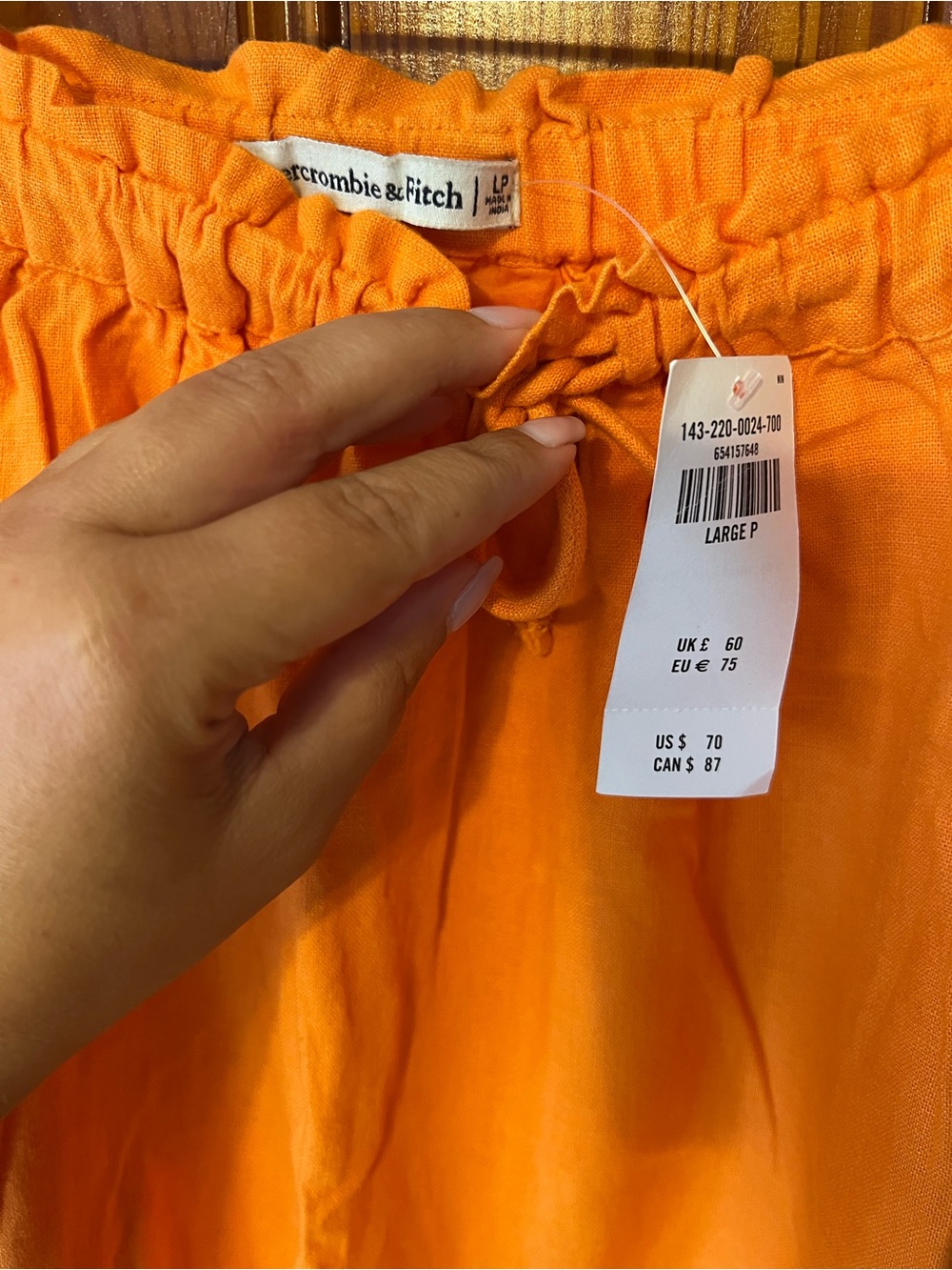 Abercrombie & Fitch Bright Orange Drawstring Maxi Skirt - Picture 5 of 8
